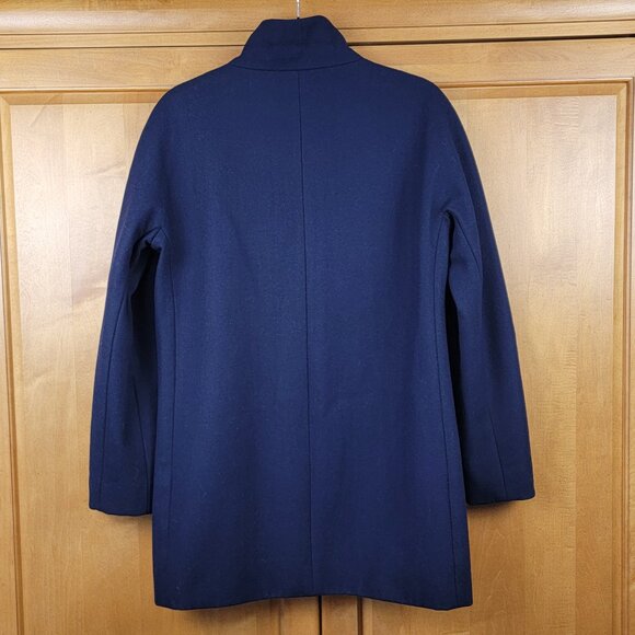 J. Crew Navy Wool Blend Single Breasted Button Front Short Coat - 6 - Picture 4 of 9